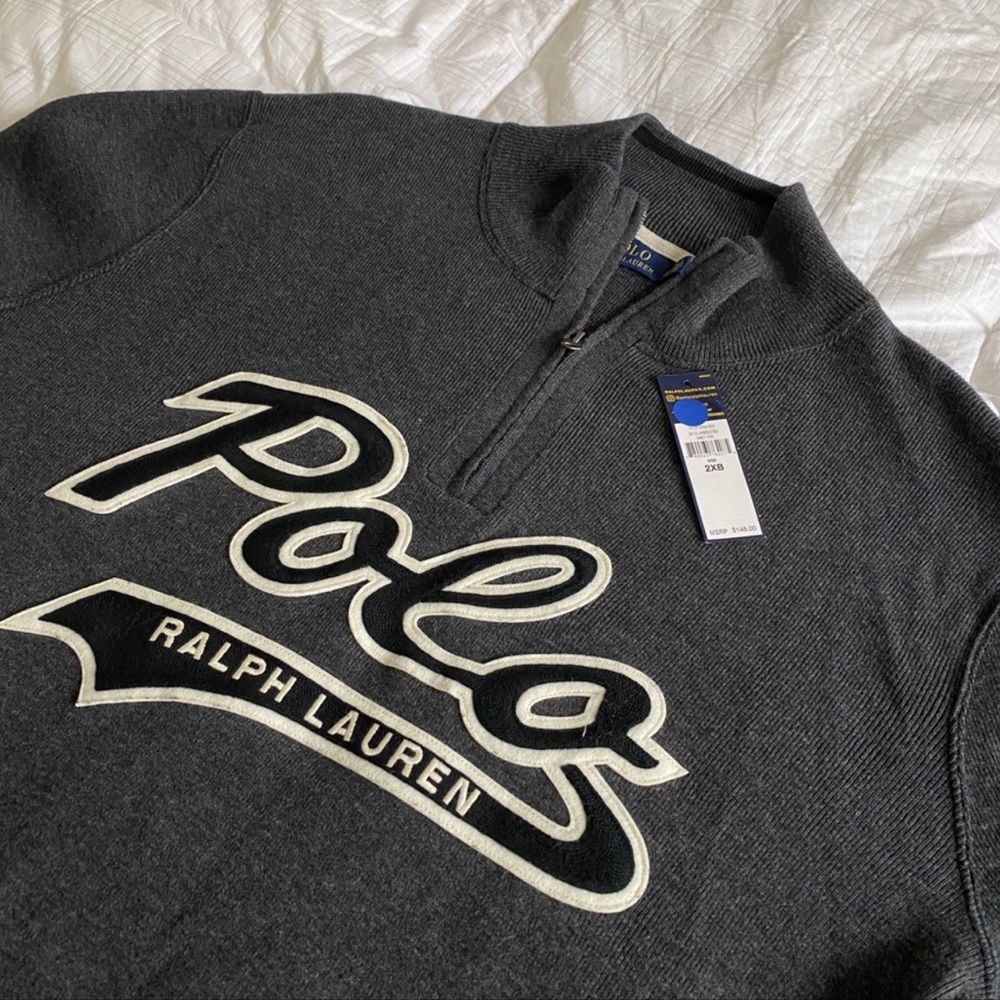 Men’s Gray Quarter Pullover Sweater Size 2XB